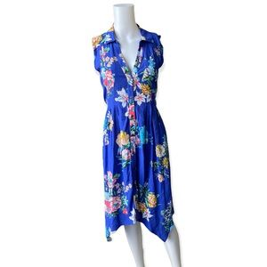 Anthropologie Maeve Rory Blue Floral Shirt Dress Size 10